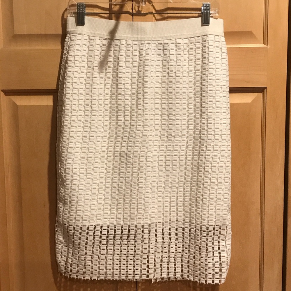Ann Taylor Textured Off White Pencil Skirt